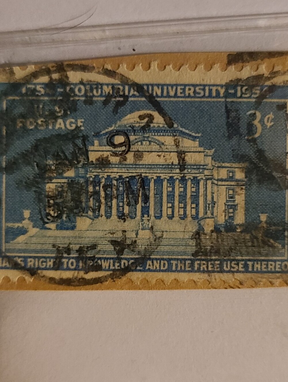 Unique Vintage Columbia University Stamp - Blue and Tan - Picture 4 of 5